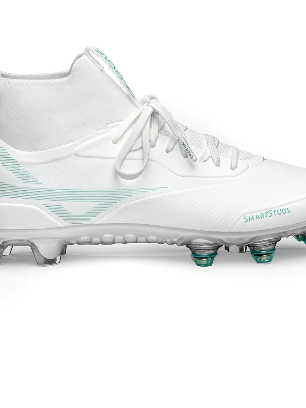 Caddix Women's White & Teal High-Top Soccer Cleats